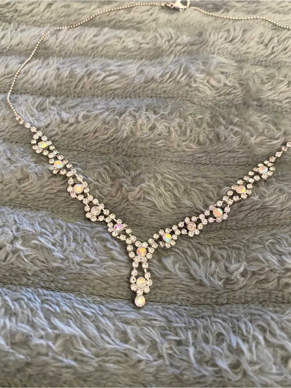 1-Glass Rhinestones Teardrop Bridal Necklace